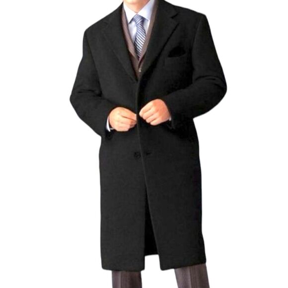 Lauren Ralph Lauren Italy Black Cashmere Wool Overcoat - Picture 2 of 15